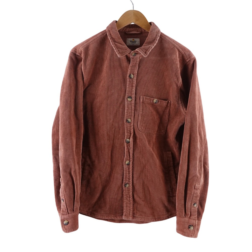 Marine Layer Mens Large Corduroy Sherpa Shirt Jacket Rust Terracotta 1041410415